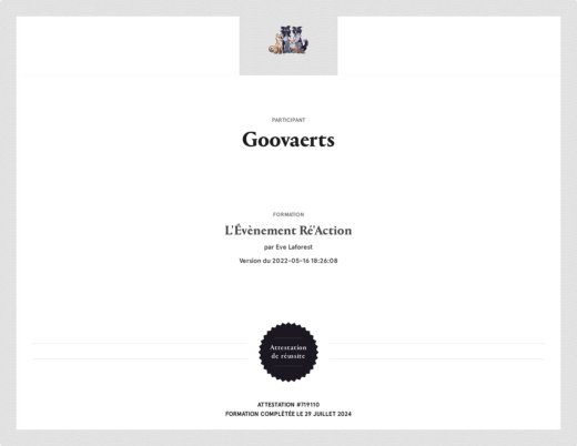 Ré’Action : la réactivité, attestation de Marine Goovaerts